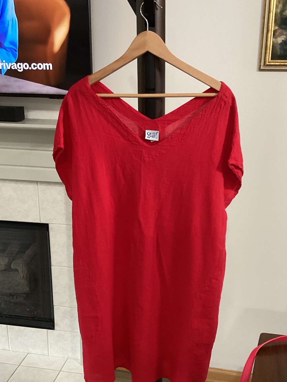 Oh My Gauze! V-Neck Red Linen Dress